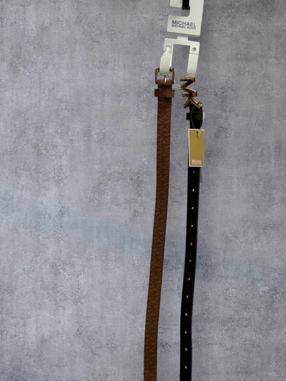 Michael Kors Two-Tone Brown Logo Belt with Gold Buckle - Picture 3 of 3